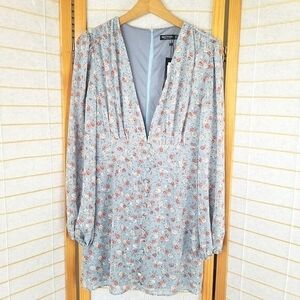 NEW Floral Mini Dress Size 8 Nasty Gal Let's Grow Dancin' Long Sleeves